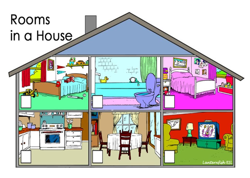 Картинка дом с комнатами для детей на английском
